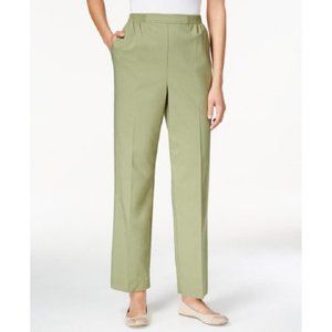 Alfred Dunner Women's Pants Proportioned Medium Straight-Leg Olive Green Size 20